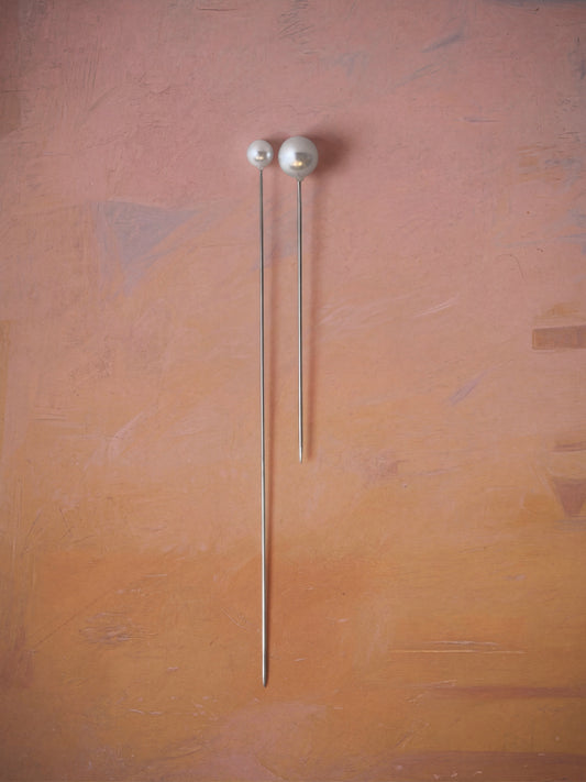 10 Long Pearl Head Wig Pins 9.5cm/15.5cm